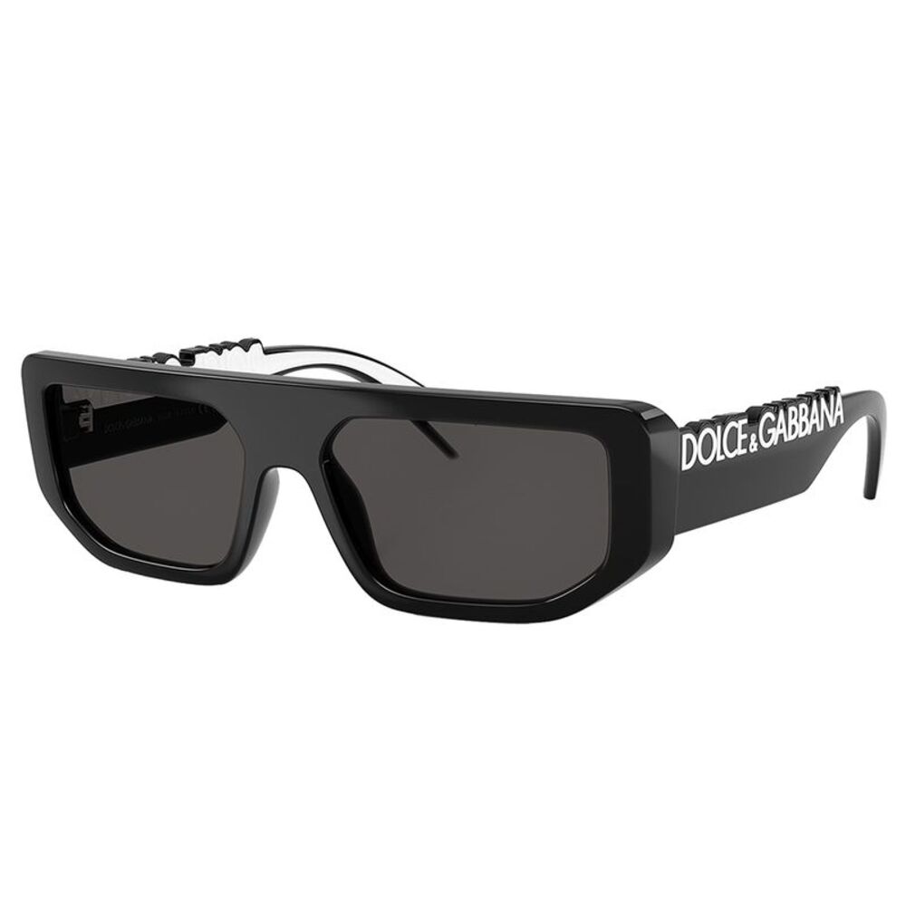 Dolce & Gabbana DG 6203 501/87 Black Plastic Rectangle Sunglasses Grey Lens